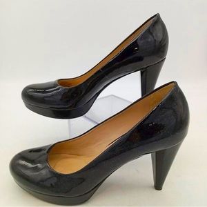 Antonio Melani Black Patent Leather Platform Pumps  Size 6 EUC